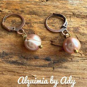 Alquimia Pink and Gold Baroque Pearl Earrings